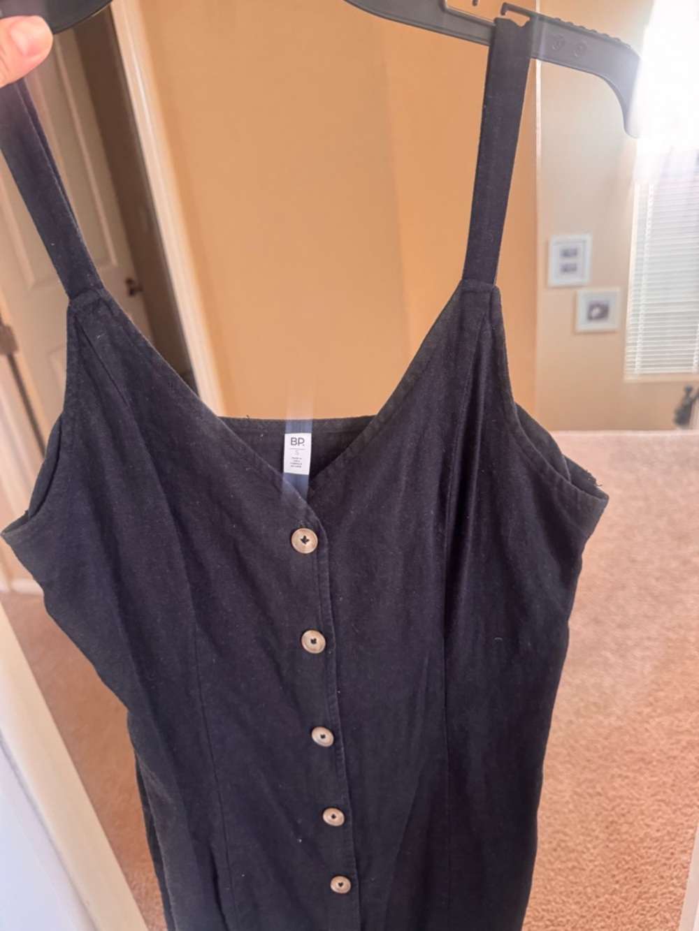 bp Black Button-Front LinenMidi Slip Dress - Picture 2 of 4